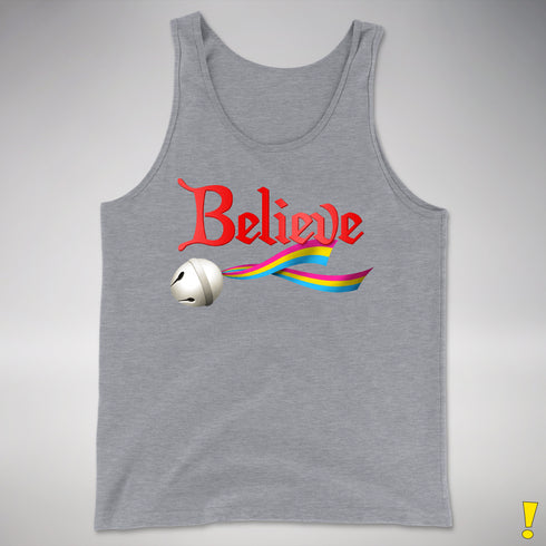 Believe Pansexual Pride Jingle Bell Premium Tank Top - Grey Heather